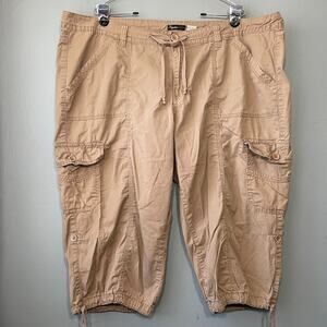 Cargo Bermuda Shorts Plus Size 22W Khaki Crop Pants Capris Utility Outdoors Y2K
